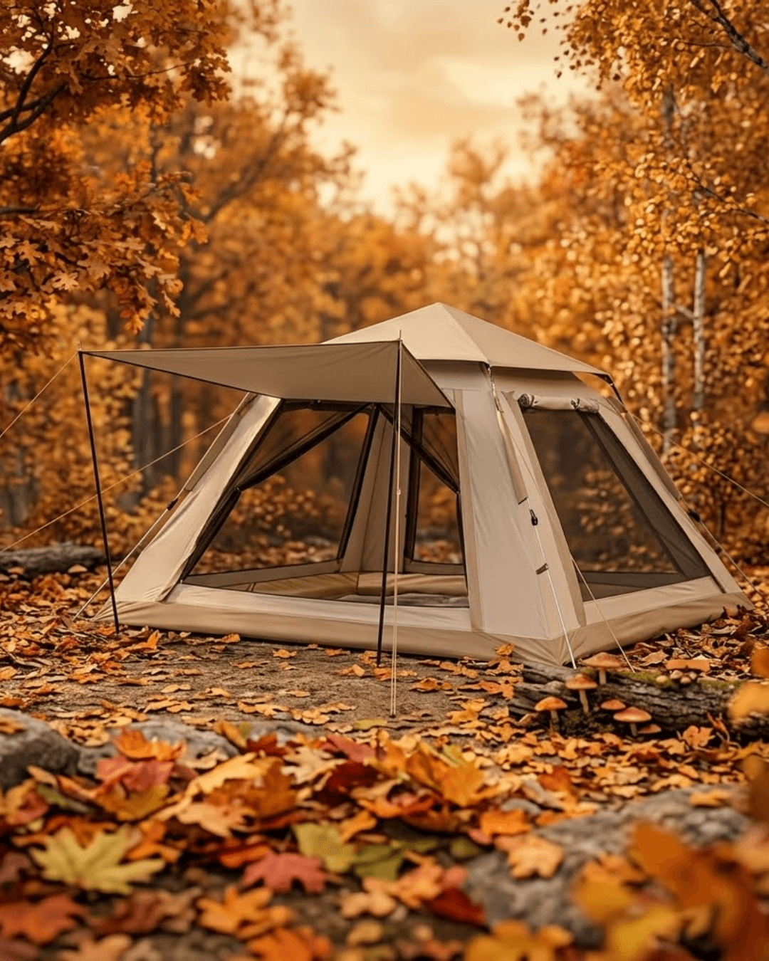 Otomatik Kamp Çadırı 240x240x160 cm 6 Kişilik Geniş Hacimli Güneşlikli