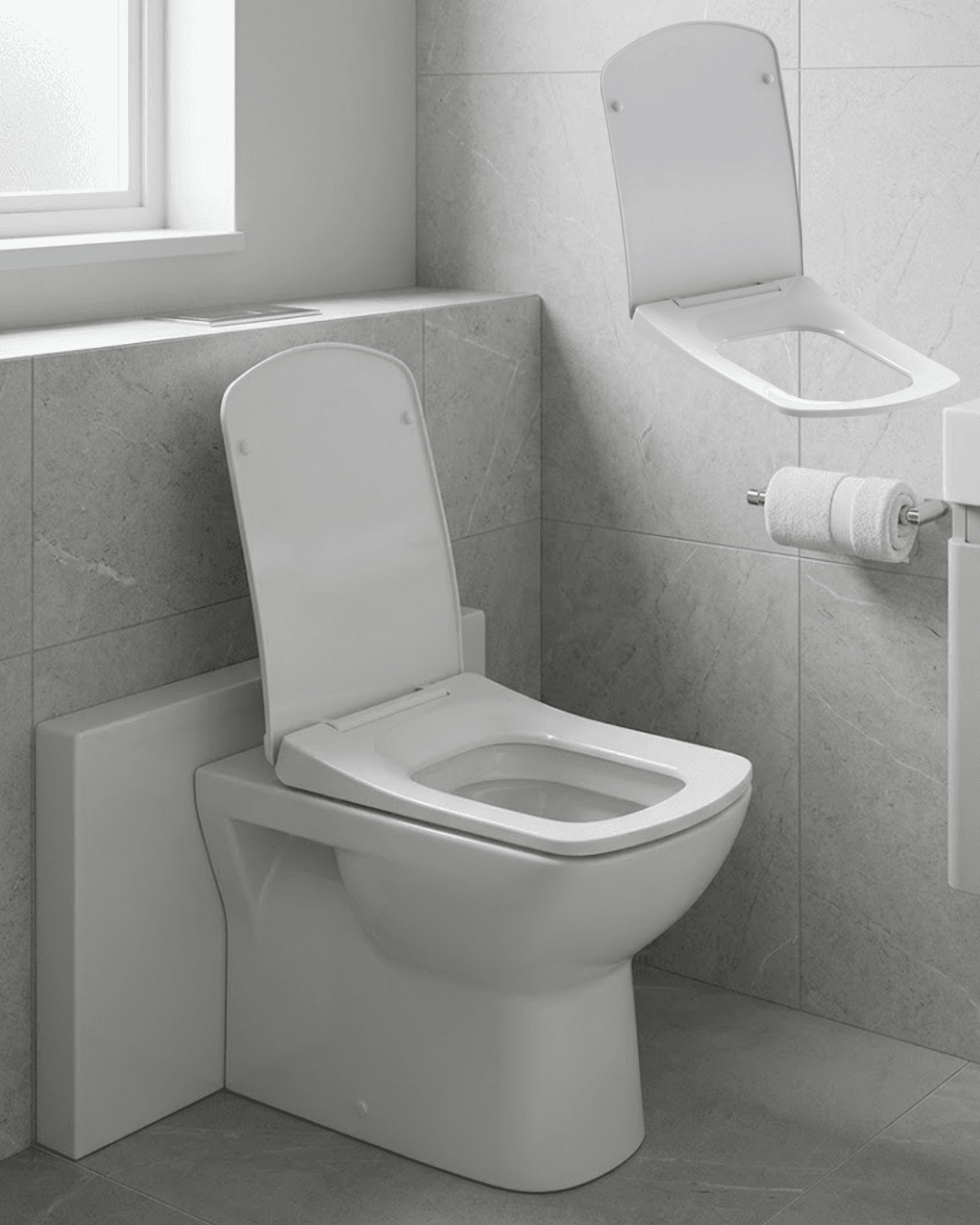 Kare Slim Klozet Kapağı Sessiz Kapanma Dayanıklı Tasarım