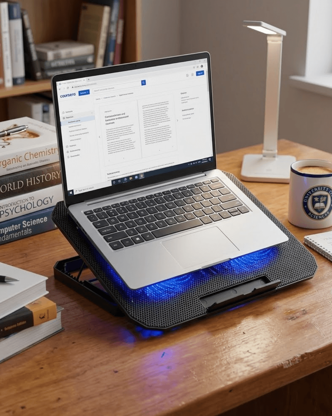 USB Girişli Laptop Soğutma Standı Çift Fan Mavi Işıklı Notebook Soğutucu