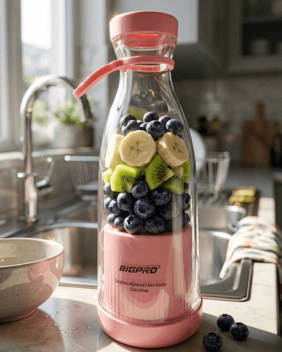 Mini Blender USB Şarjlı Smoothie Hazırlayıcı Kolay Temizlenebilir Tasarım