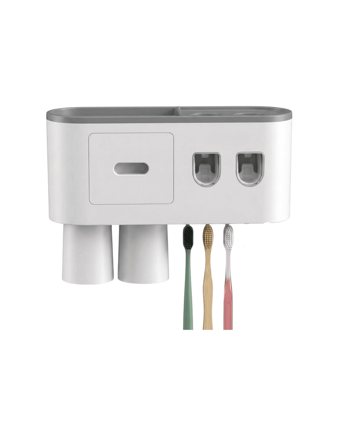 Banyo Organizer Diş Fırçası Tutucu Çift Dispenserli Raflı Çekmeceli