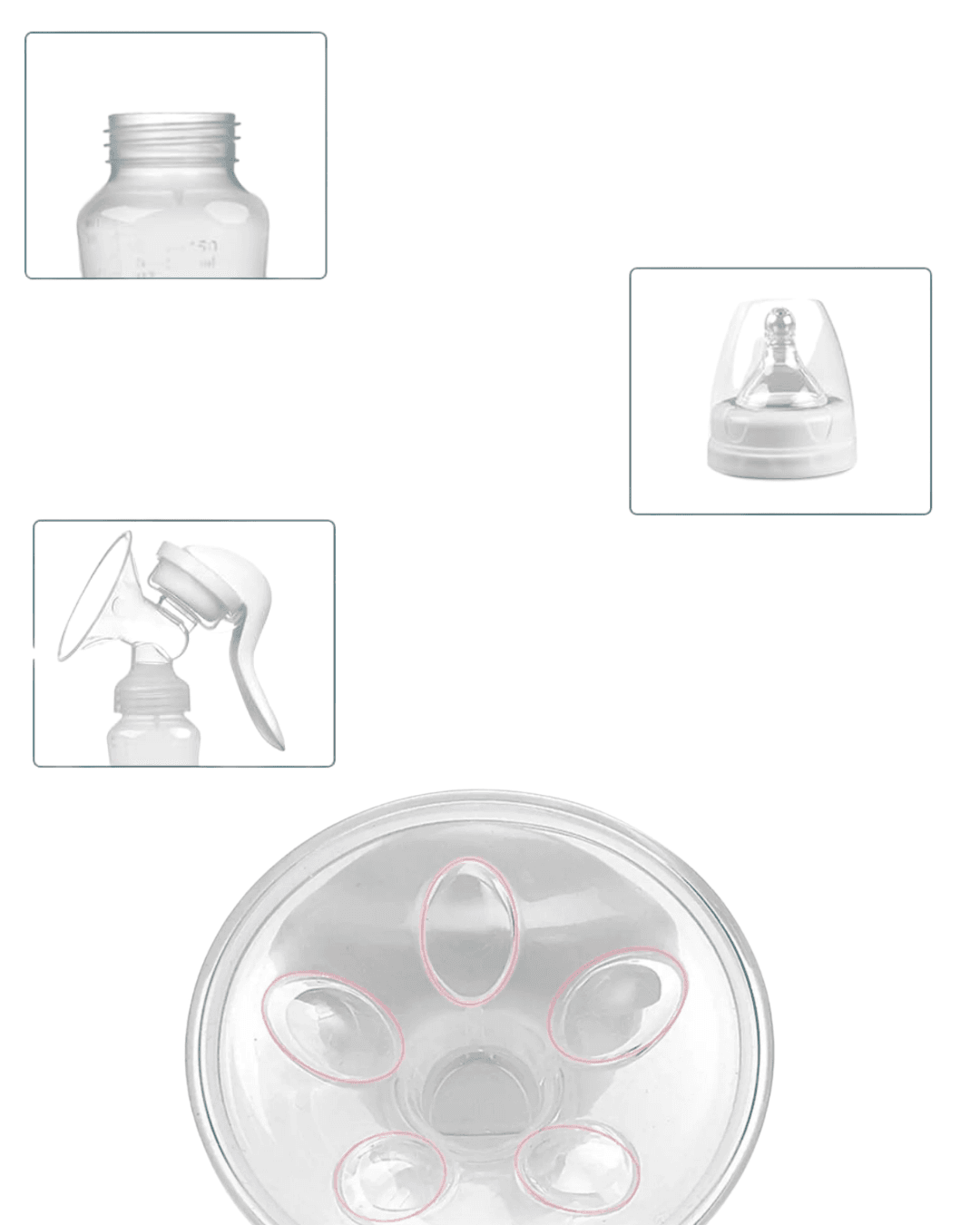 Taşınabilir Manuel Göğüs Pompası Ayarlanabilir Vakumlu 180 ML Şişeli