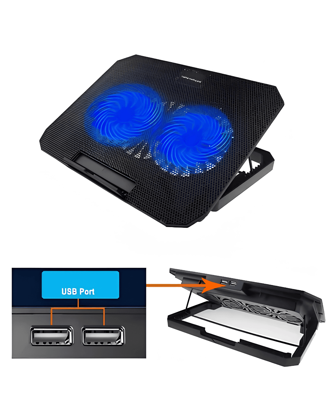 Laptop Soğutucu Stand Çift Fanlı 17 İnç Uyumlu Ayarlanabilir Notebook Altlığı