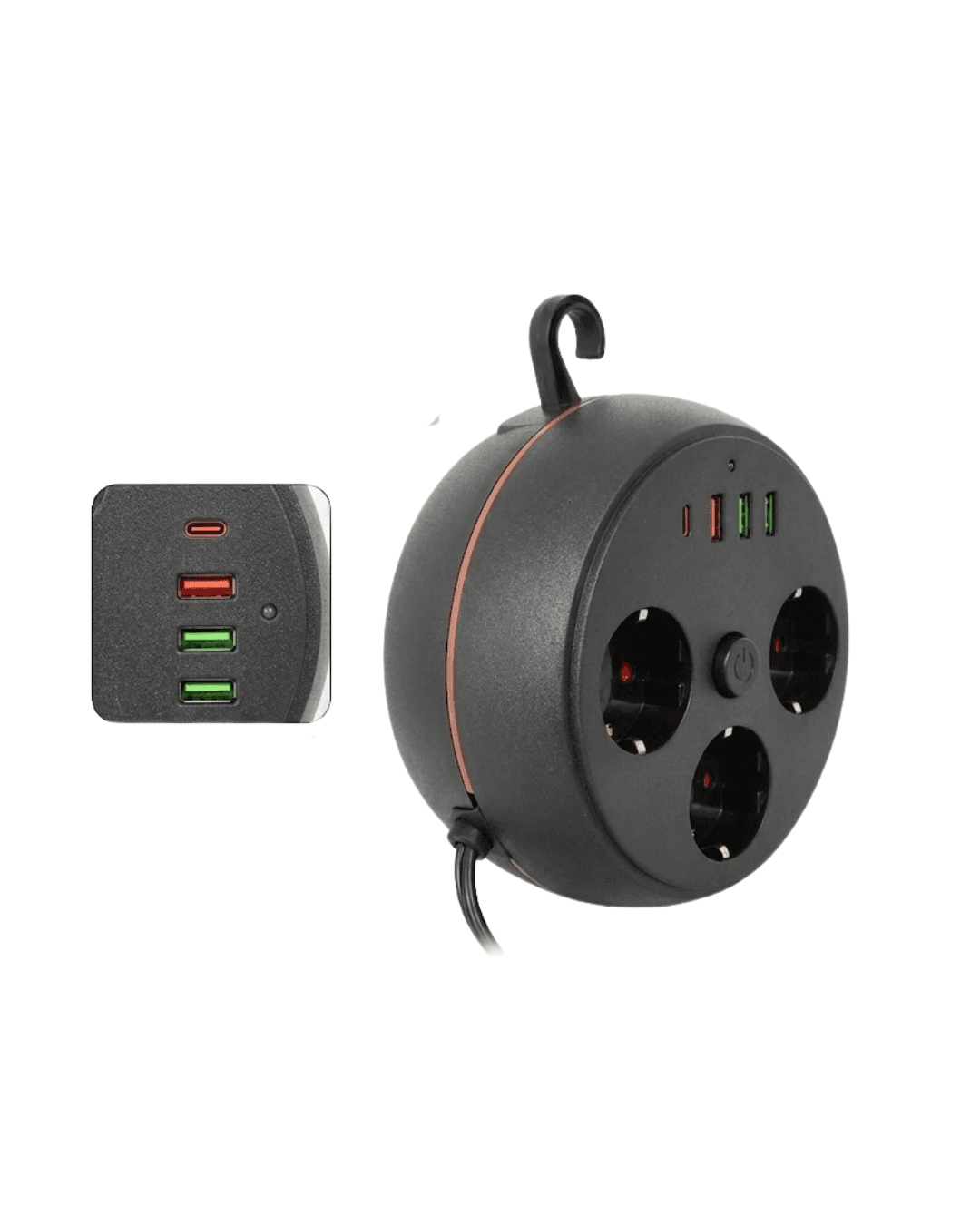 Akım Korumalı Priz USB ve Type C Girişli 3lü Priz 2 Metre Kablo Dayanıklı