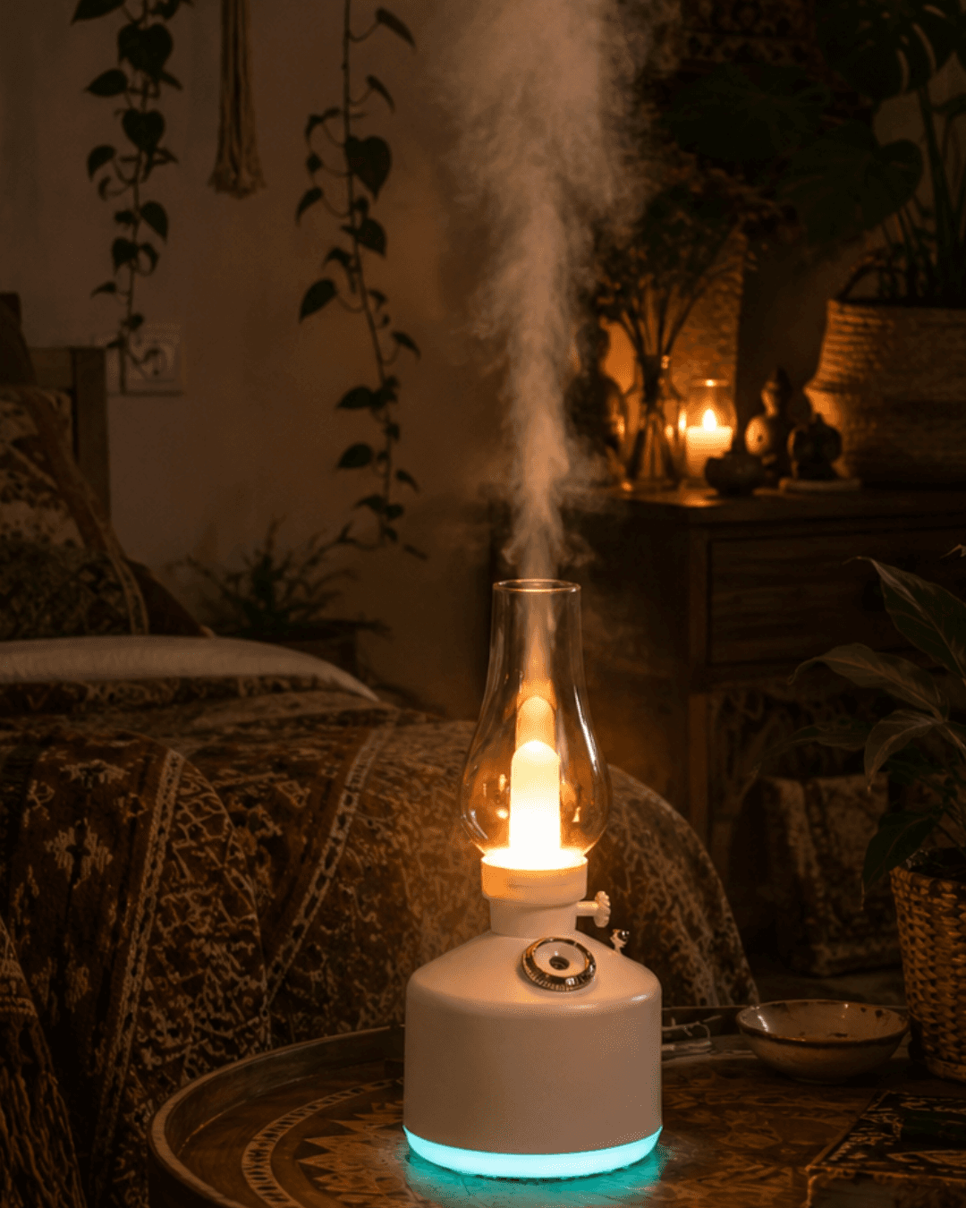 LED Işıklı Vintage Hava Nemlendirici Aromaterapi Difüzörü USB Şarjlı