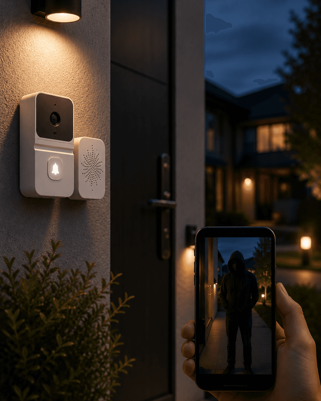 WiFi Akıllı Kapı Zili Gece Görüşlü Kameralı Kablosuz Güvenlik Sistemi