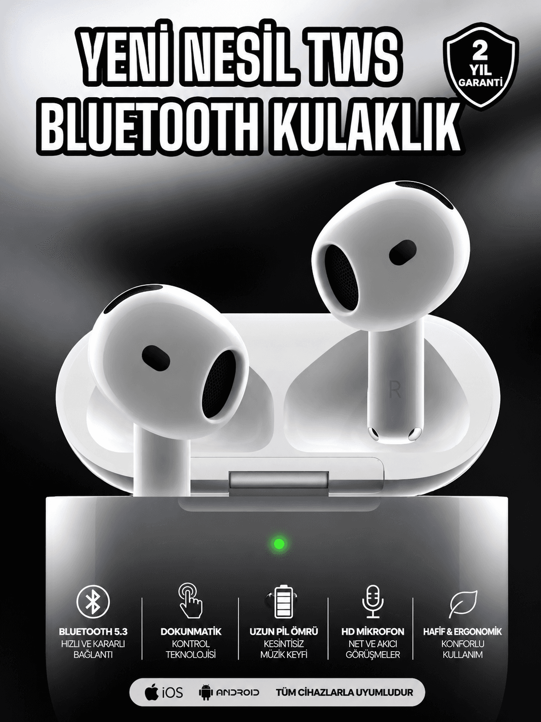 Kablosuz Bluetooth Kulaklık TWS ANC Özelliği Yüksek Ses Kaliteli