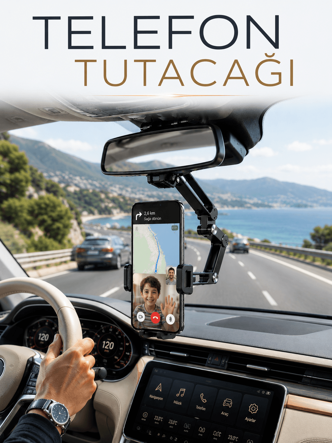 Katlanabilir Araç Telefon Tutucu Dikiz Aynasına Monte Telefon Standı