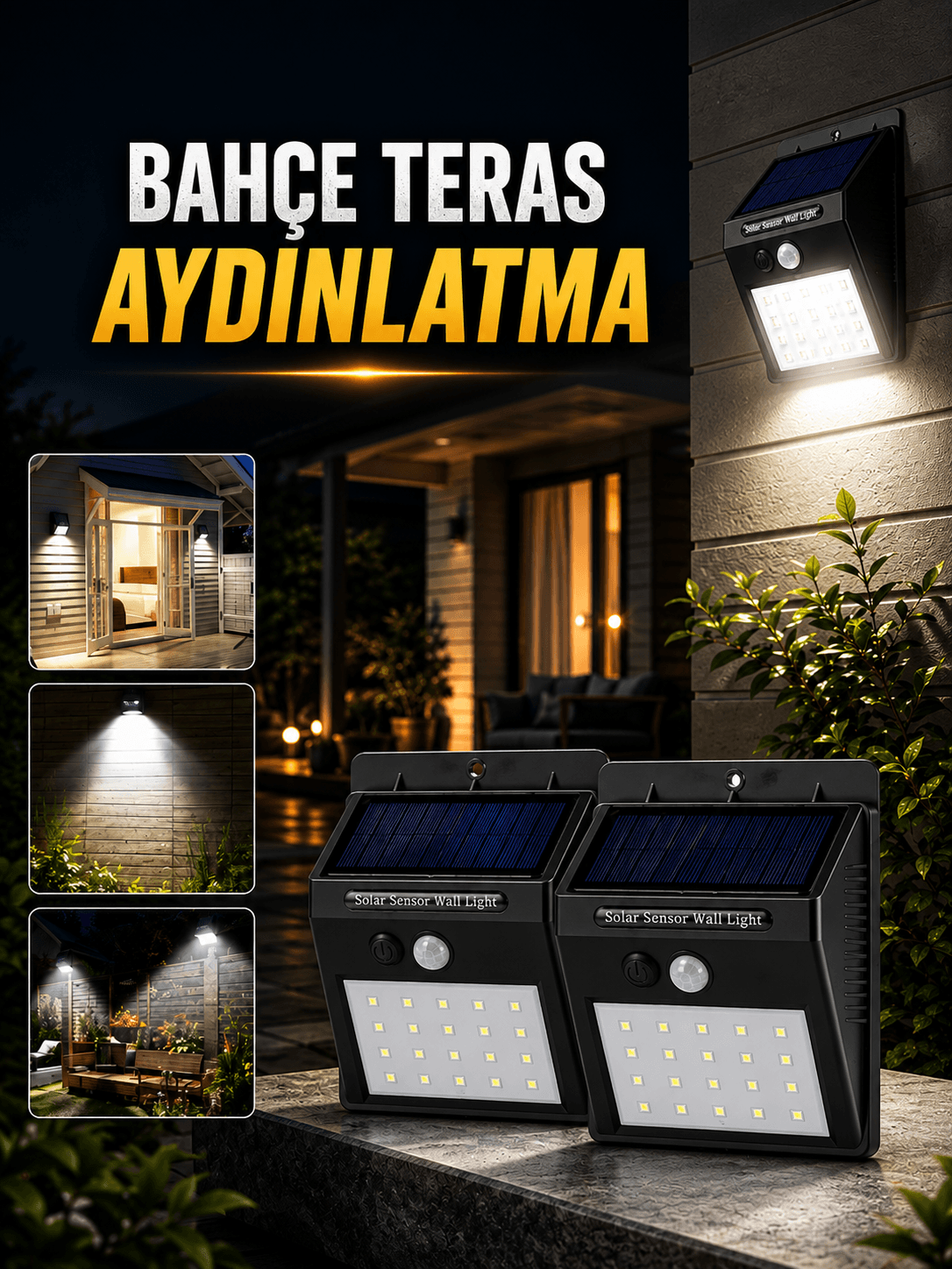 Solar Lamba Giriş, Bahçe Yol Avlu Hareket Sensörlü Led