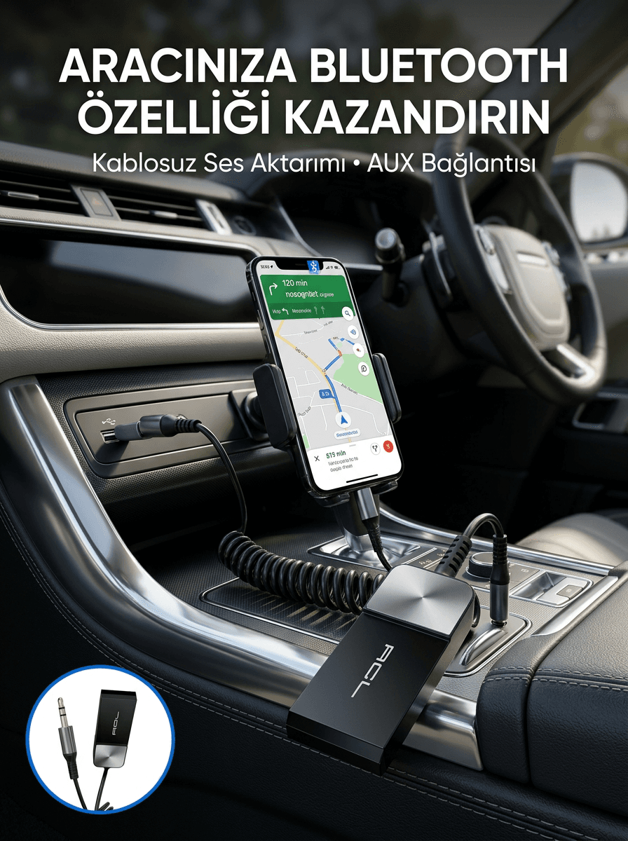 Kablosuz Müzik Aktarımı Sağlayan USB AUX Adaptörü