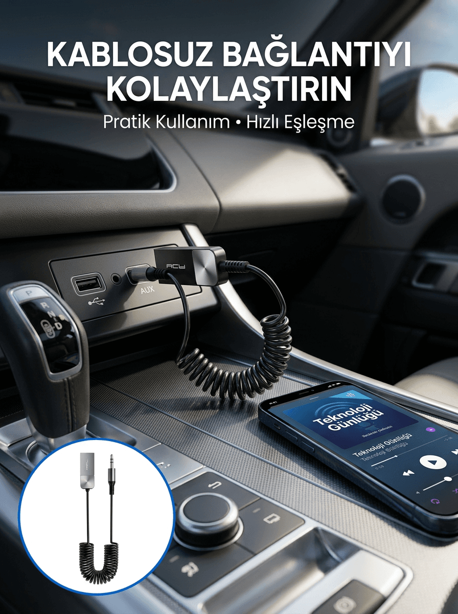 AUX Girişli Cihazlar İçin Kablosuz Bluetooth Adaptörü