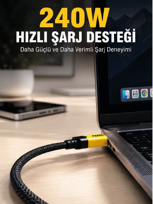 240W 3'ü 1 Arada Hızlı Şarj Kablosu USB Type-C Lightning Micro USB