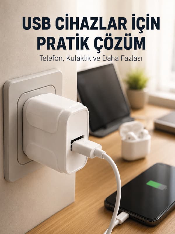 12W USB Şarj Adaptörü 5V 2.4A Hızlı ve Güvenli Şarj Başlığı