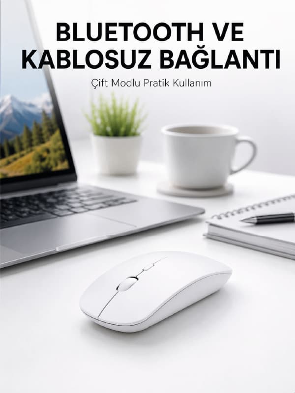 Bluetooth Kablosuz Wireless Mouse Şarjlı Sessiz Ergonomik 5000 DPI Fare