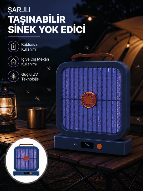 Elektrikli Sinek Öldürücü 365NM UV Işıklı Masaüstü Cihaz Mavi Renk