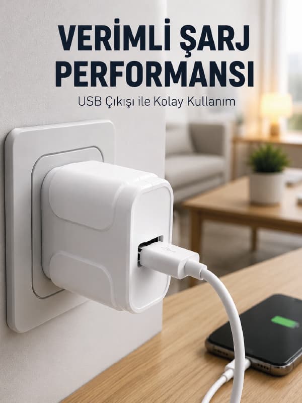 USB Girişli 12W Şarj Adaptörü Kompakt Telefon Şarj Cihazı