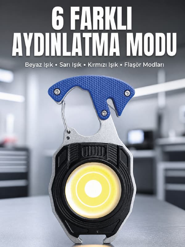 Araç Kamp Outdoor ve Tamir İşleri İçin Çok Amaçlı COB LED Şarjlı Kurtarma ve Çalışma Feneri
