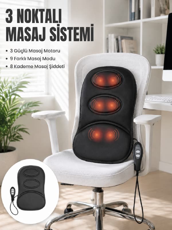 Titreşimli Masaj Koltuk Minderi Kademe Şiddet Ayarlı Isıtma Fonksiyonlu Masaj Pedi