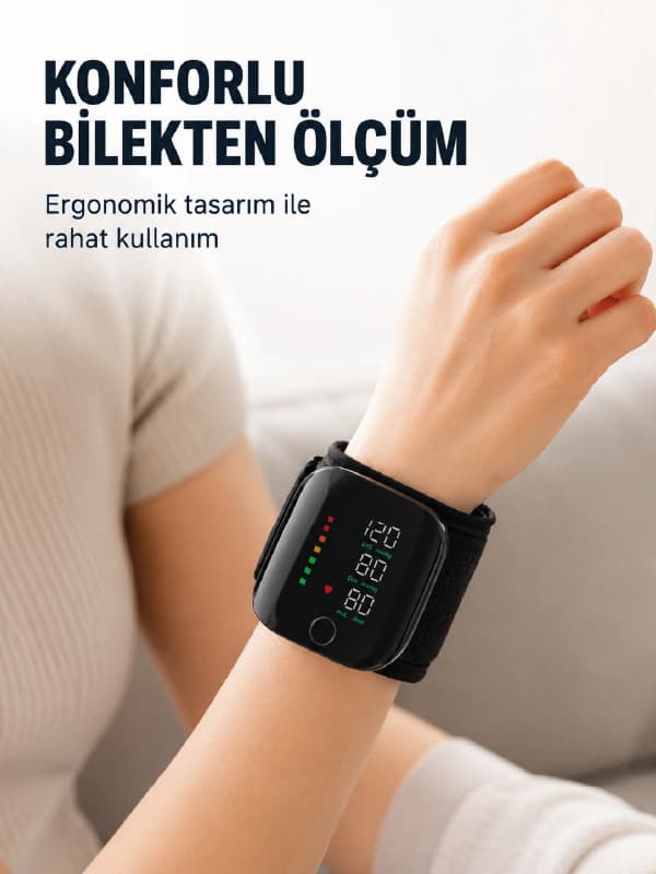 Şarj Edilebilir Bilekten Tansiyon Aleti Tek Tuşla Ölçüm