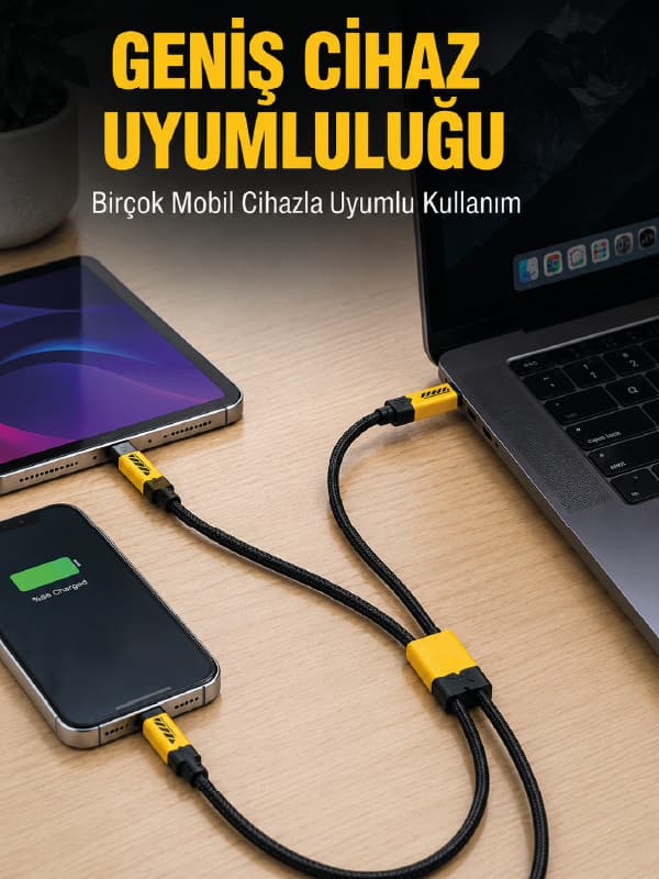 240W Çoklu Şarj Kablosu Type-C Lightning Micro USB Örgü Kablo
