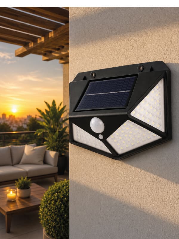 Güneş Enerjisi ile Şarj Olan Hareket Sensörlü 3 Modlu LED Dış Mekan Duvar Aydınlatması