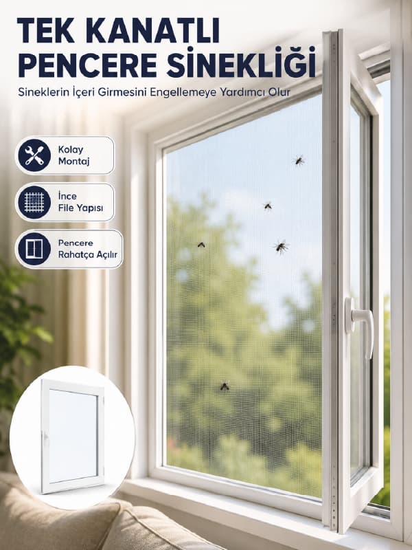 Kesilebilir Pencere Sinekliği Cırt Bantlı Sinek Koruma Filesi
