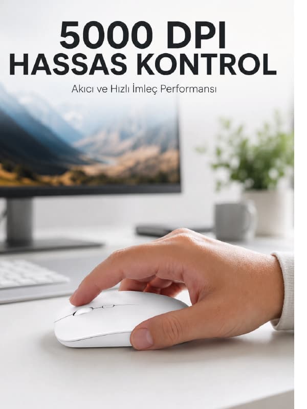 Kablosuz Bluetooth Oyuncu Mouse Sessiz Tıklama Ergonomik Wireless Fare