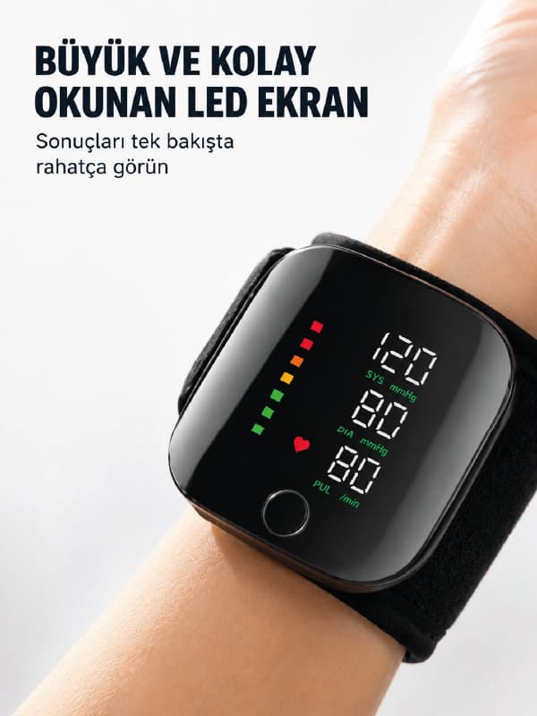 Taşınabilir Şarjlı Bilekten Tansiyon Ölçer Pratik Kullanım
