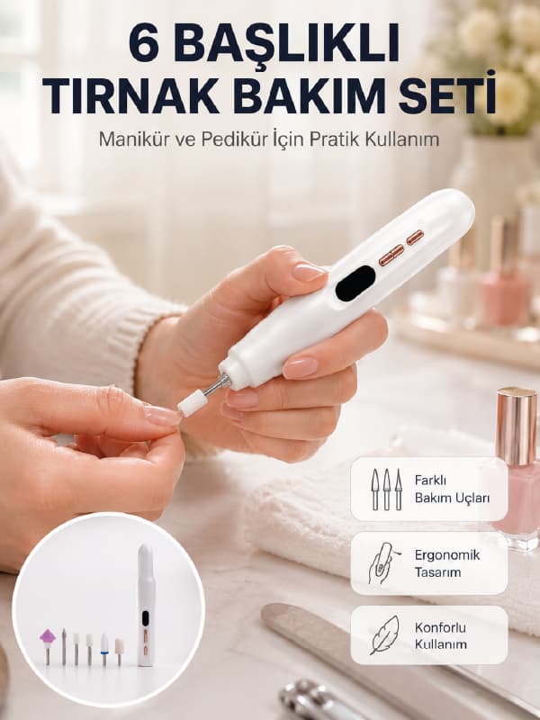Kurutma Özellikli Manikür Pedikür Cihazı Şarj Edilebilir