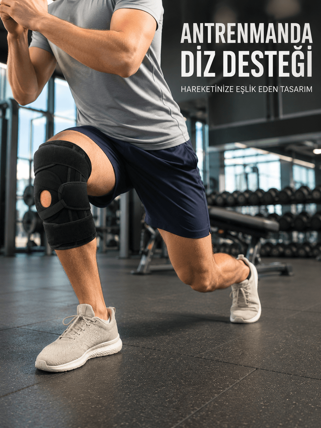 Ayarlanabilir Ligamentli Dizlik Patella Silikon Pedli Nefes Alabilir Diz Koruyucu