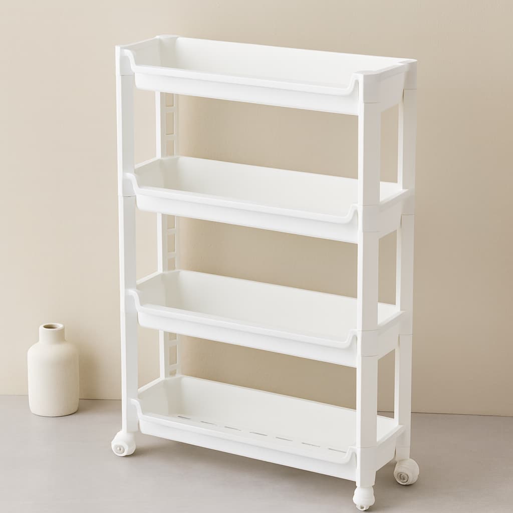 4 Katlı Tekerlekli Sepet Organizer Raf 465x145x670mm