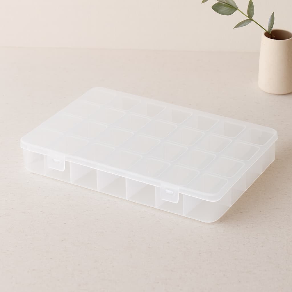 28 Bölmeli Organizer Kutusu - Plastik Şeffaf Kapak