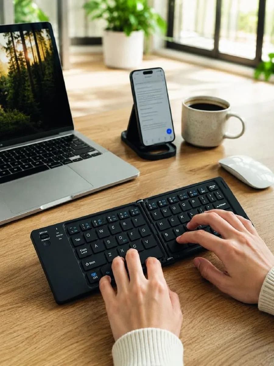 Bluetooth Katlanabilir Klavye Usb-c Şarjlı 3 Cihaz Bağlantılı Taşınabilir Klavye