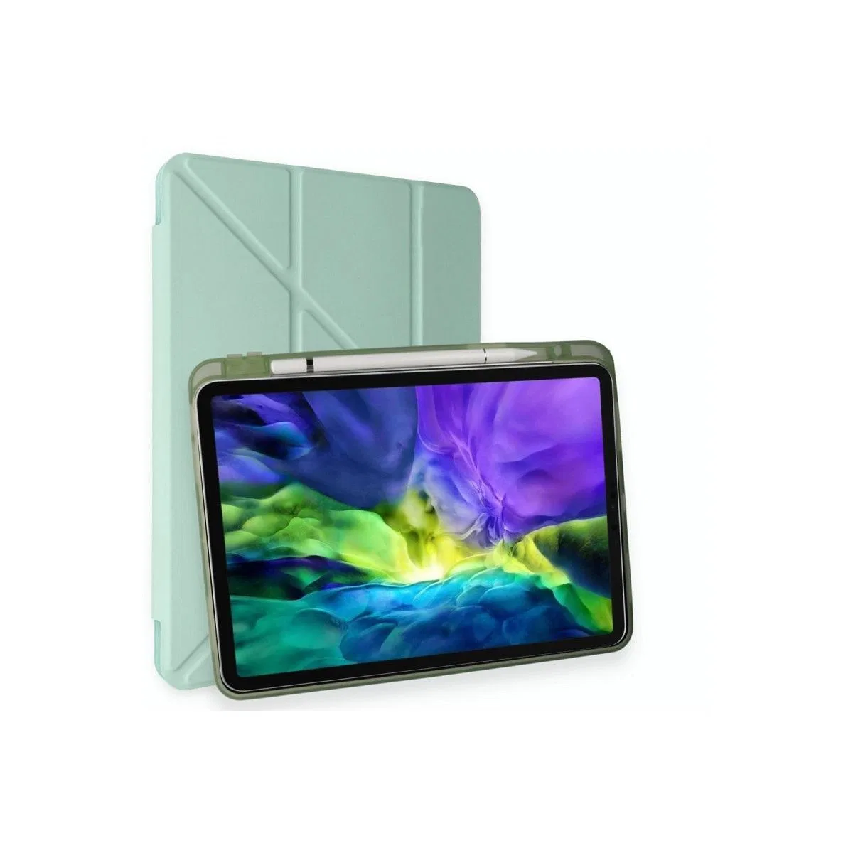 Apple İpad Pro 12. 9 (2021) Kılıf Kalemlikli Mars Tablet Kılıfı - Açık Yeşil