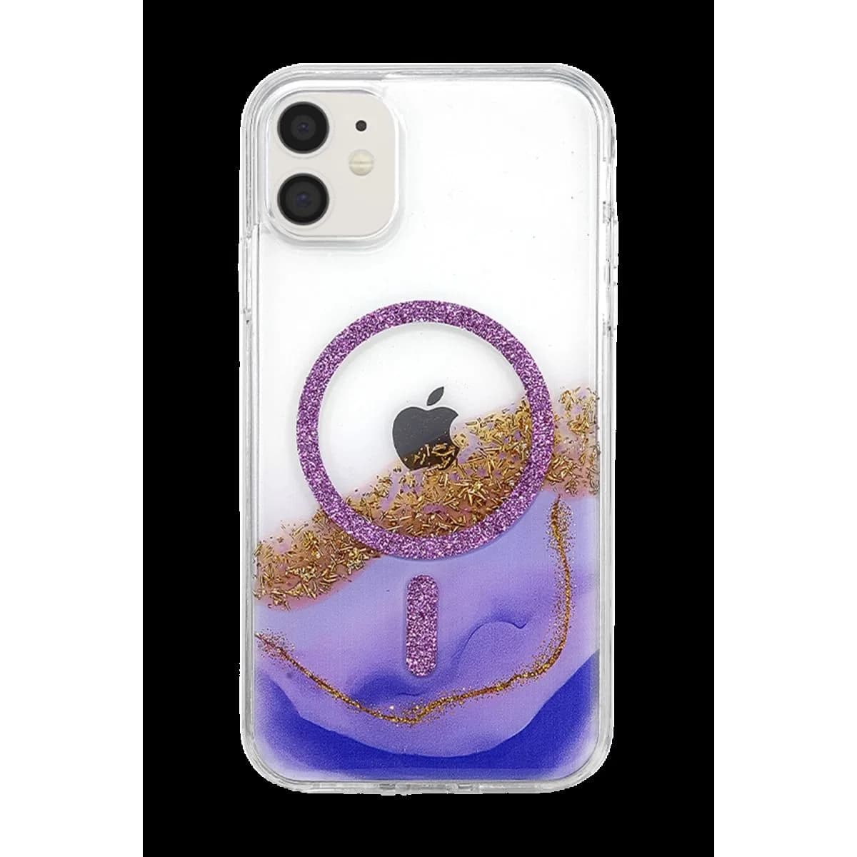 Onegif Apple İphone 11 Lotus Simli Magsafe Kapak - Mor