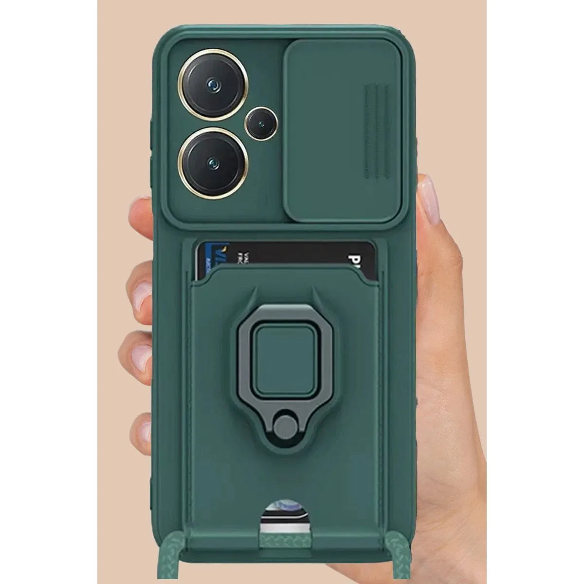 Xiaomi Redmi Note 13 Pro Plus Kılıf Zuma Kartvizitli Yüzüklü Silikon - Lila