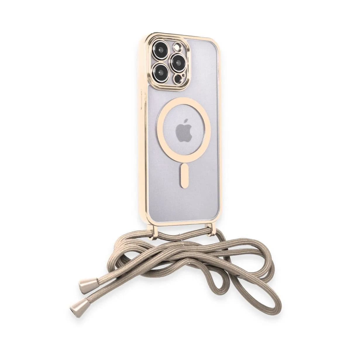 Apple İphone 13 Pro Kılıf Divo Lazer Askılı Magsafe Kapak - Gold