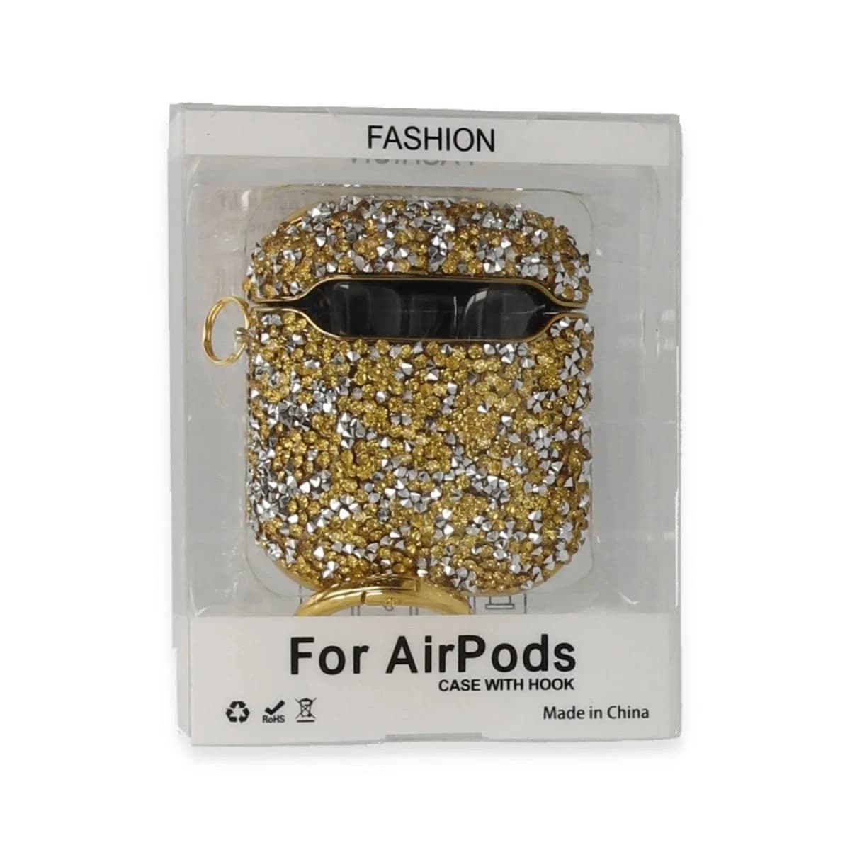 Apple Airpods 2 (2. nesil) Mira Taşlı Kılıf - Gold