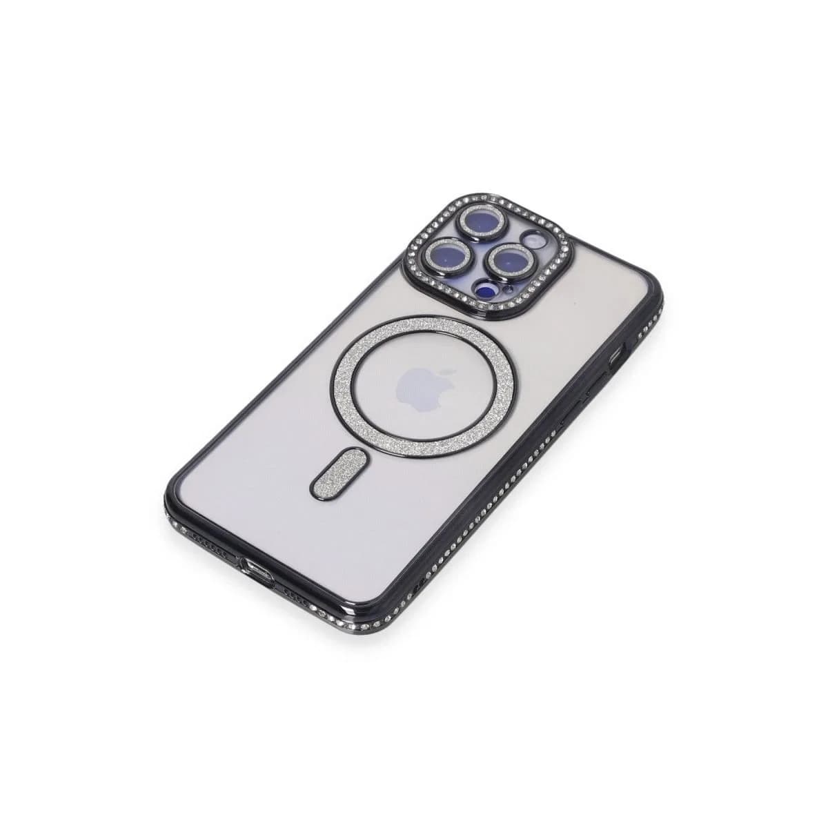 Apple İphone 15 Pro Max Kılıf Joke Simli Magneticsafe Kılıf - Siyah