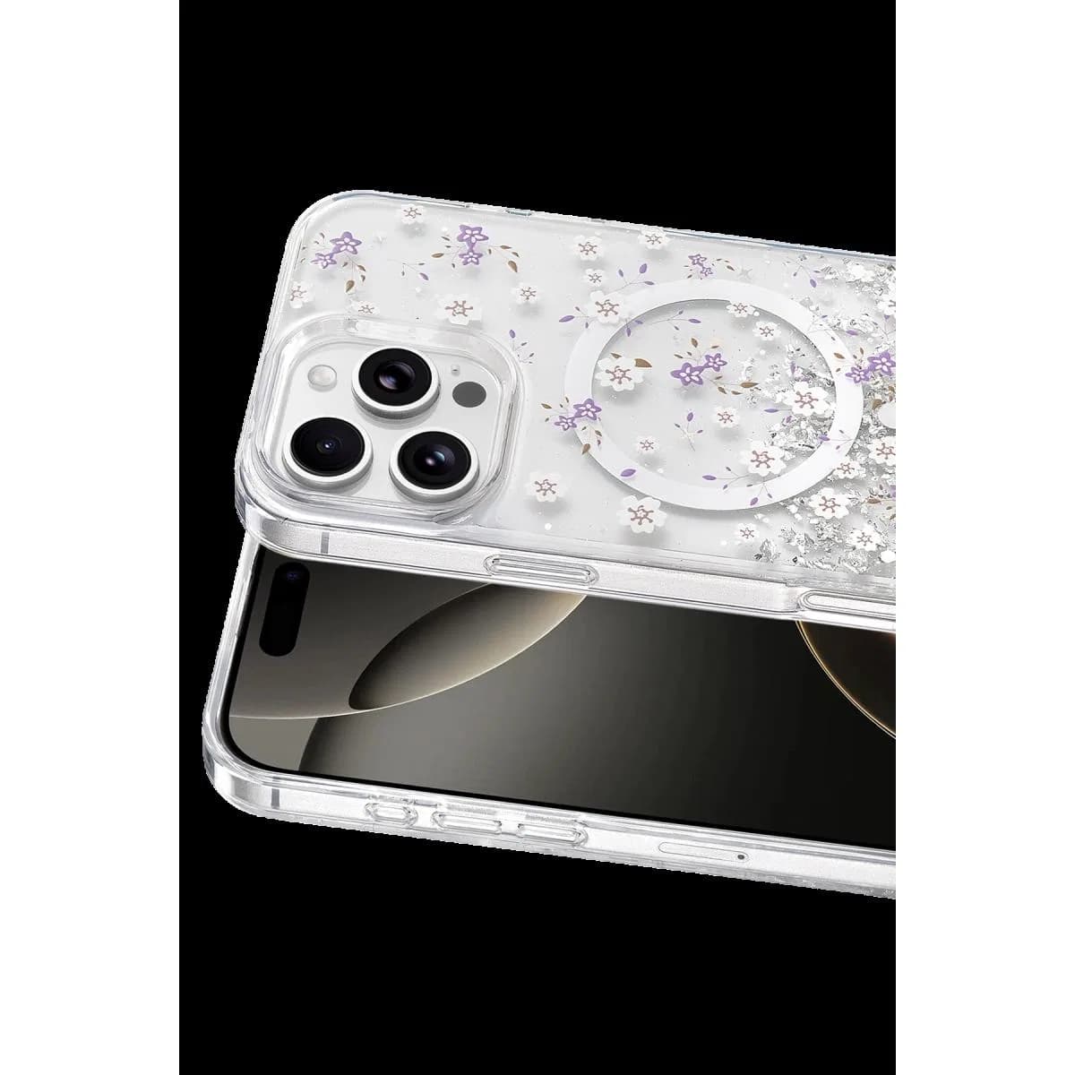 Onegif Apple İphone 16 Pro Max Misk Simli Magsafe Kapak - Desen 2