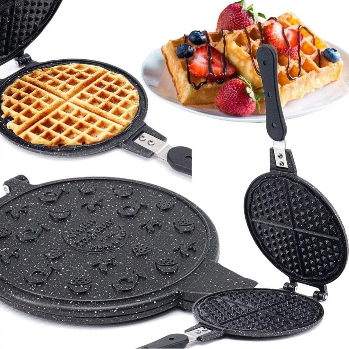 20 cm Granit Döküm Waffle Tava - Bakalit Saplı