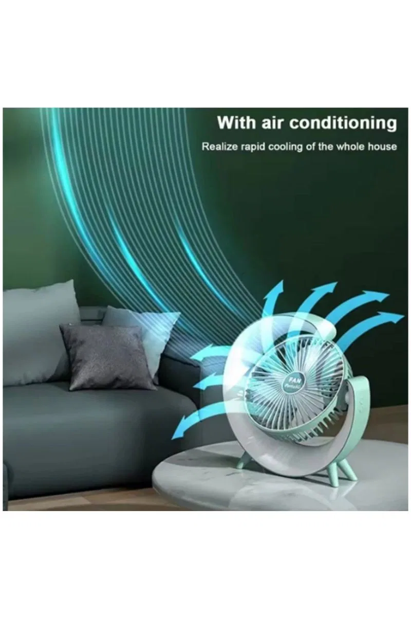 Masaüstü Vantilatör Usb Şarjlı Rgb Led Işıklı 3 Kademeli 180° Ayarlanabilir Soğutucu Fan Pembe