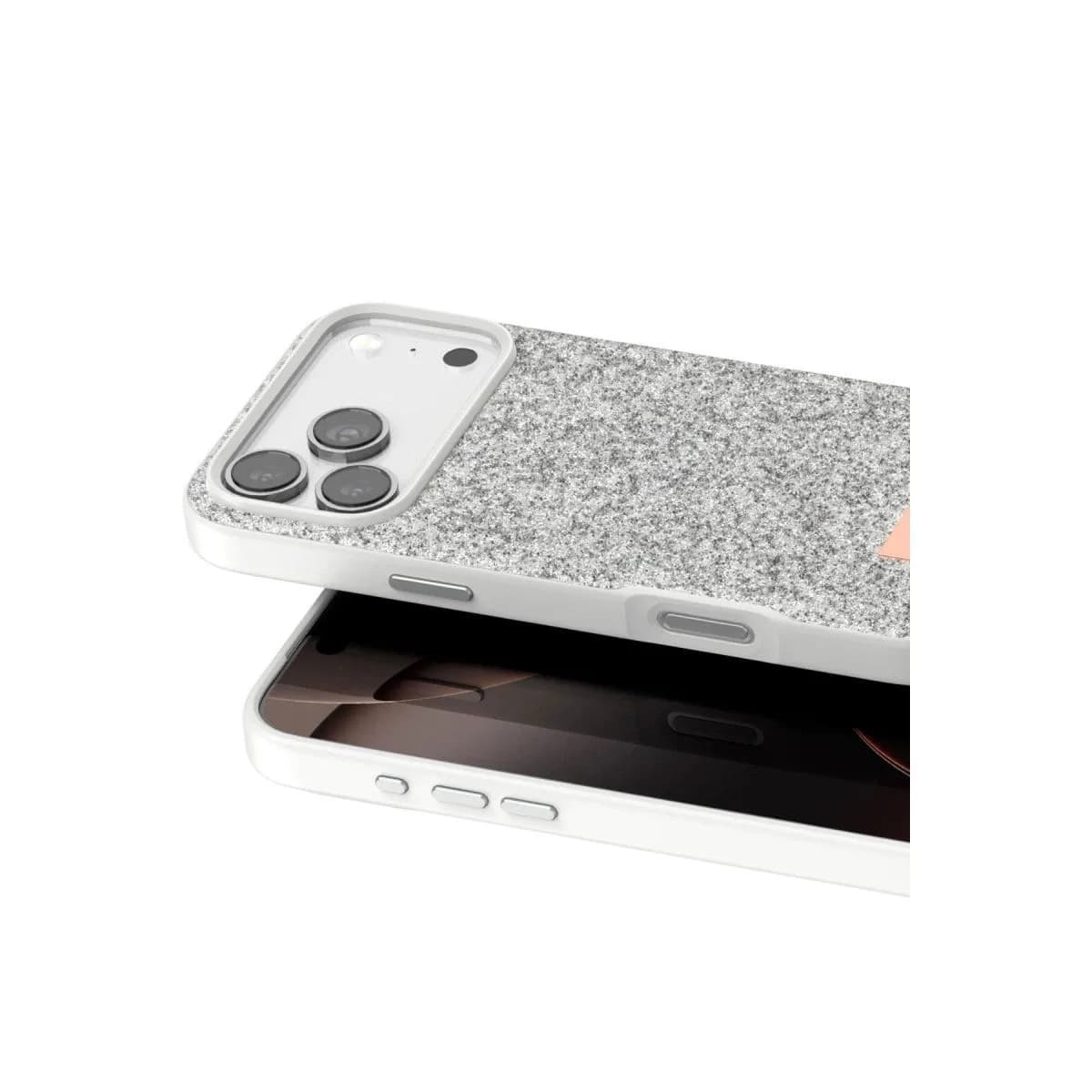 Onegif Apple İphone 17 Pro Bright Simli Kapak - Beyaz