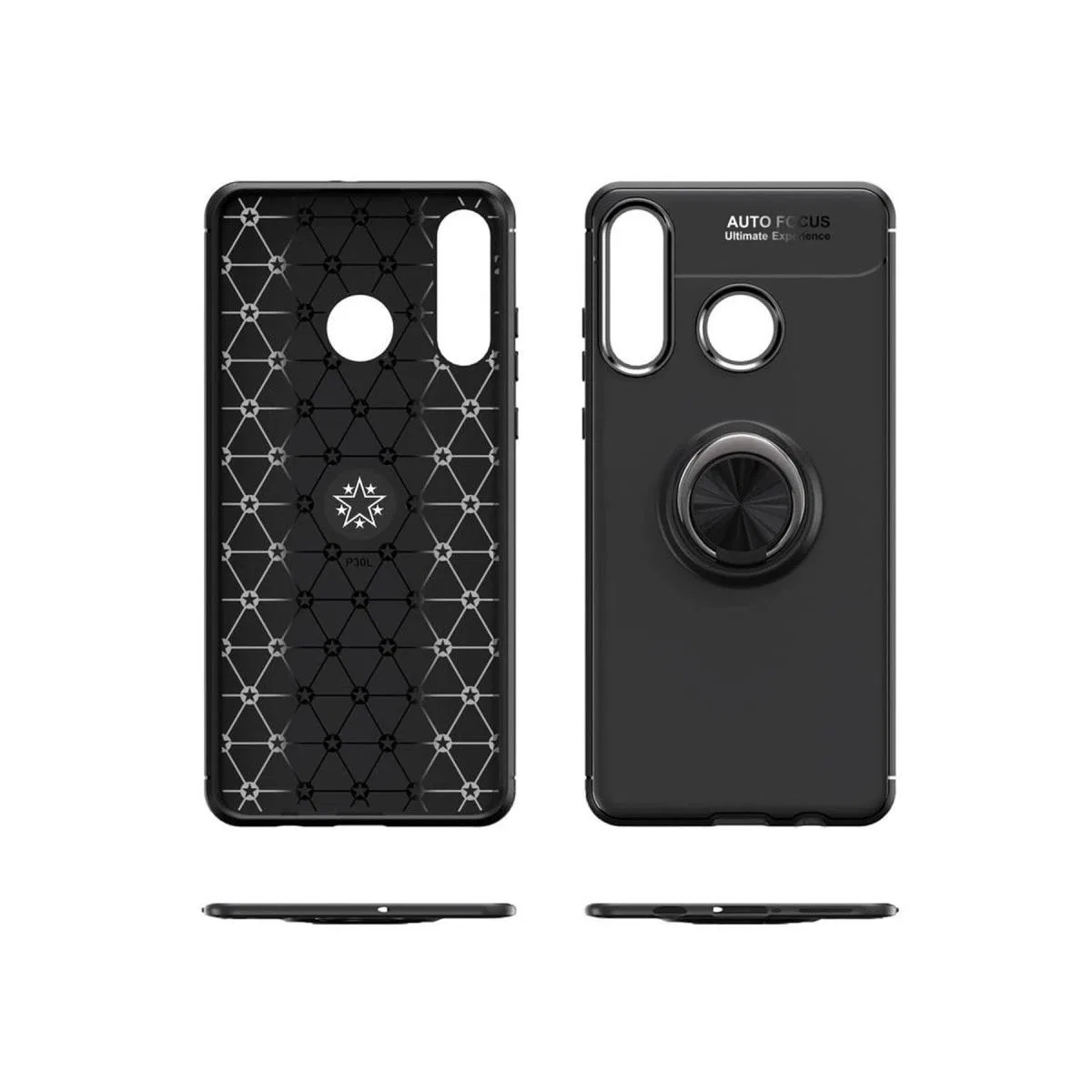 Huawei Y6p Kılıf Range Yüzüklü Silikon - Siyah-mavi
