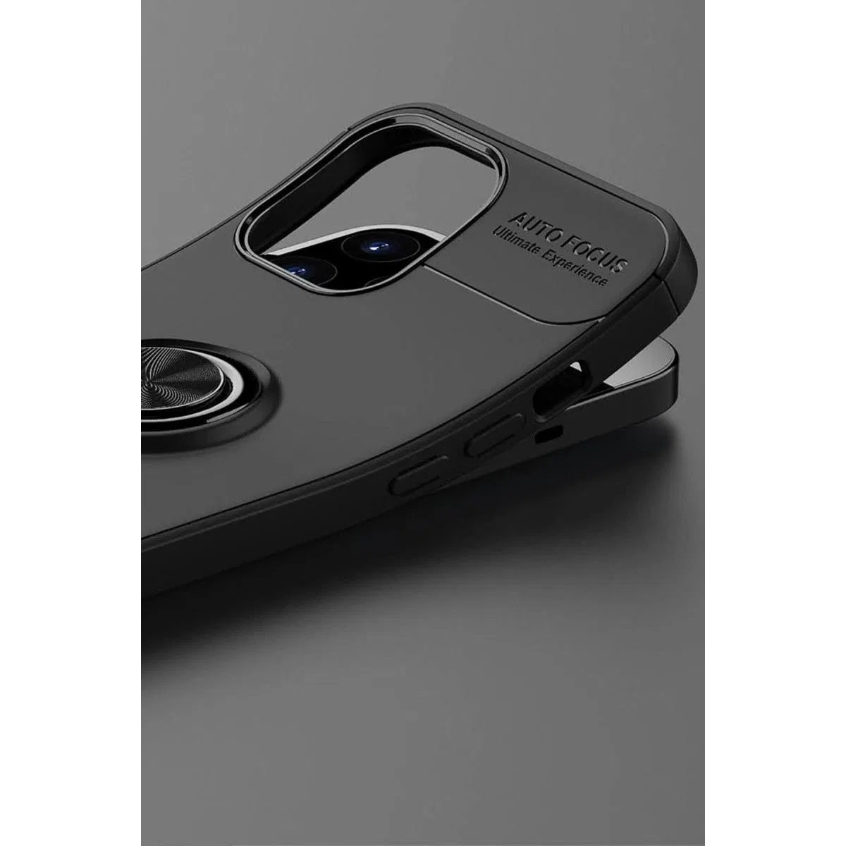 Apple İphone 12 Pro Max Kılıf Range Yüzüklü Silikon - Siyah-kırmızı