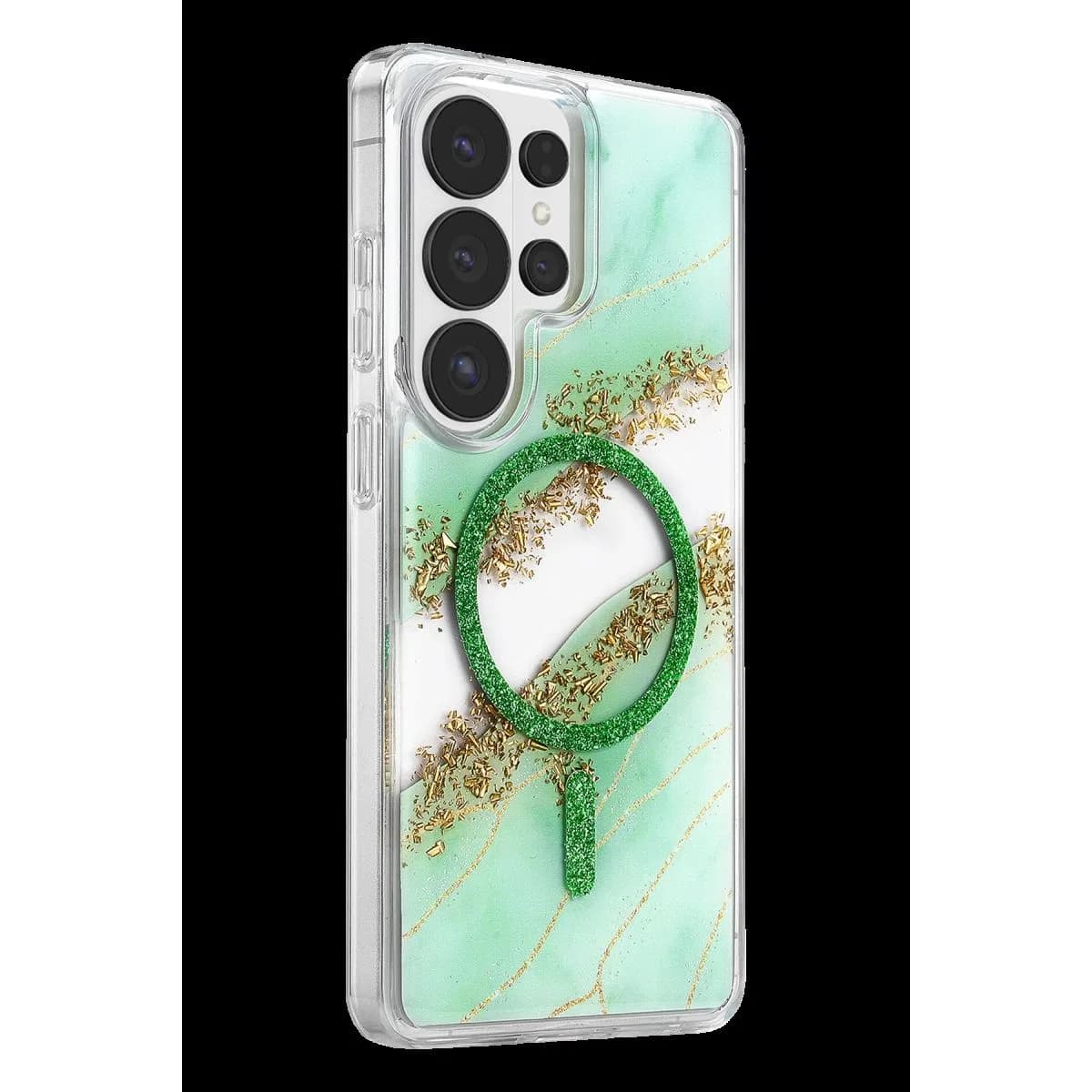 Onegif Samsung Galaxy S26 Ultra Lotus Simli Magsafe Kapak - Yeşil