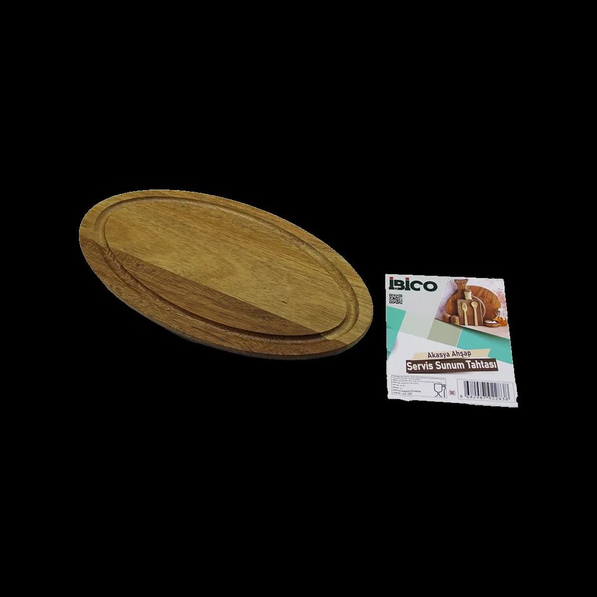 Akasya Oval Ahşap Servis Tepsisi (Kenar Klı) 24. 8x13. 8x1. 4 cm