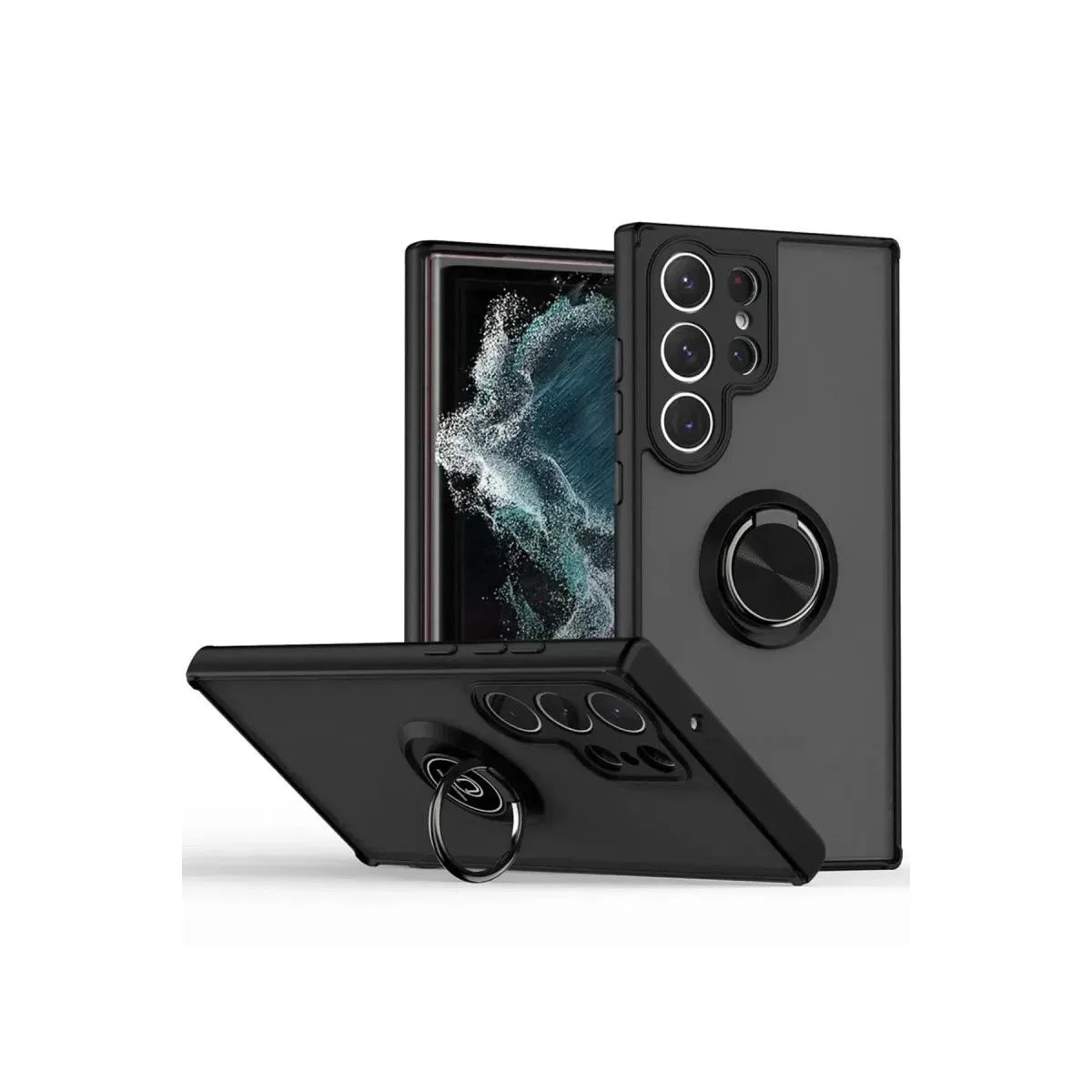 Samsung Galaxy S25 Ultra Kılıf Montreal Yüzüklü Silikon Kapak - Siyah