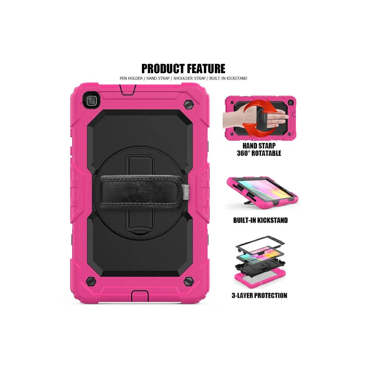 Samsung Galaxy T290 Tab A 8 Kılıf Pars Tablet Kapak - Pembe