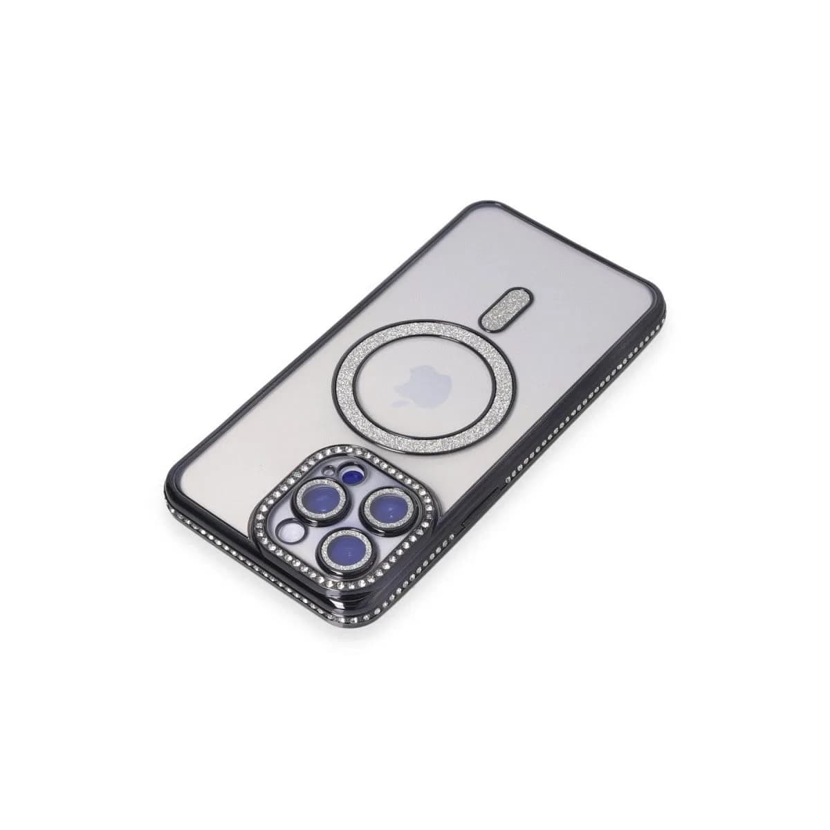 Apple İphone 15 Pro Max Kılıf Joke Simli Magneticsafe Kılıf - Siyah